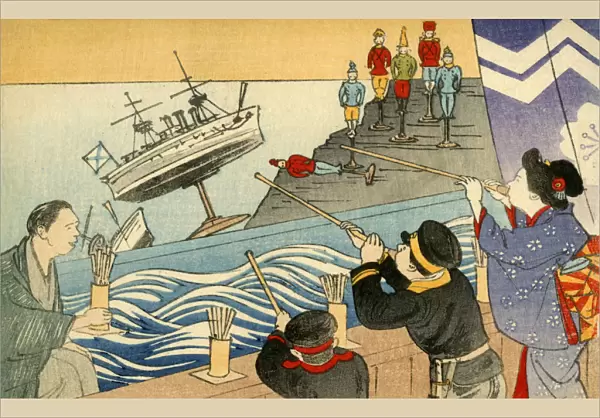 Russo-Japanese War - Propaganda - Sinking toy Russian Ships