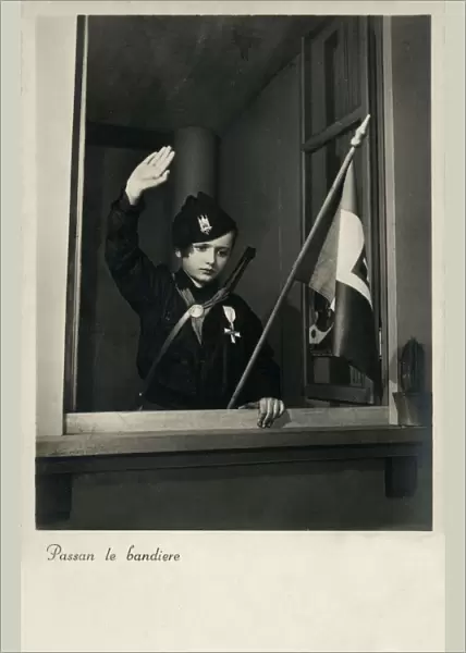 WW2 - Fascist Italian Propaganda - Young Patriot saluting