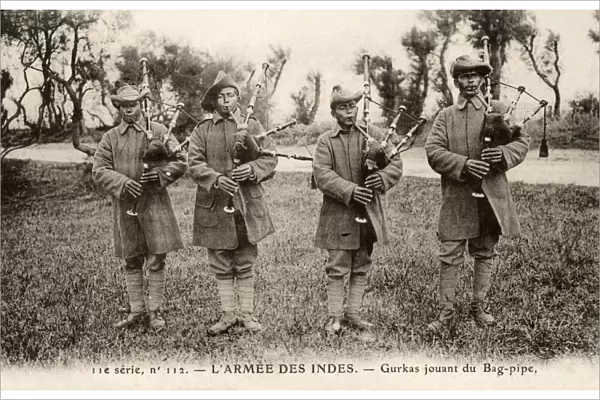 WW1 - Four Gurkha Bagpipe Pipers - British Indian Army