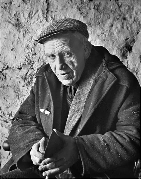 Rugged old famer in duffle coat, Glamorgan,s Wales