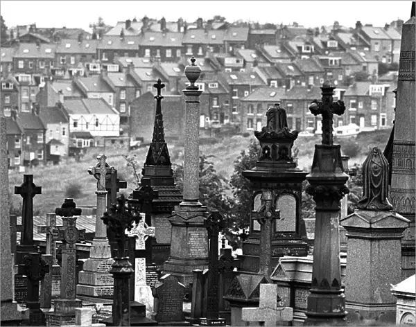 Stone tombs in Undercliffe Cemetery, Bradford, Yorkshire
