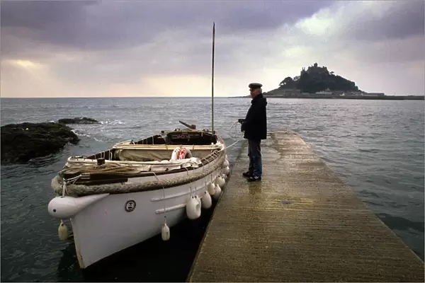 The skipper of a small ferry boat, Marazion, Cornwall