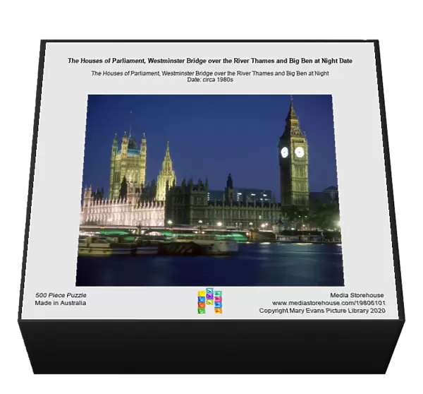 The Houses of Parliament, Westminster Bridge over the River Thames and Big Ben at Night Date
