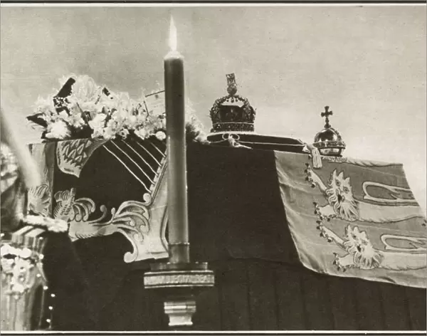 The late King George VI lies in State at Westminster Hall