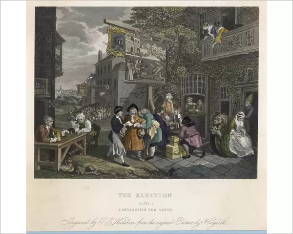 The Election, canvassing for votes, by William Hogarth