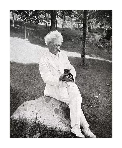 Mark Twain - Holding Cat