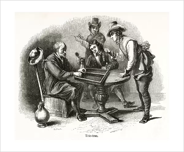 Men playing Tric Trac (Backgammon)