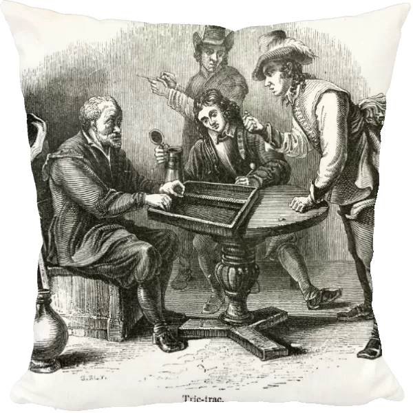 Men playing Tric Trac (Backgammon)