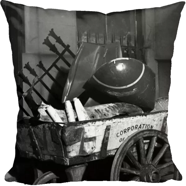 City of London handcart with scrap metal, WW2
