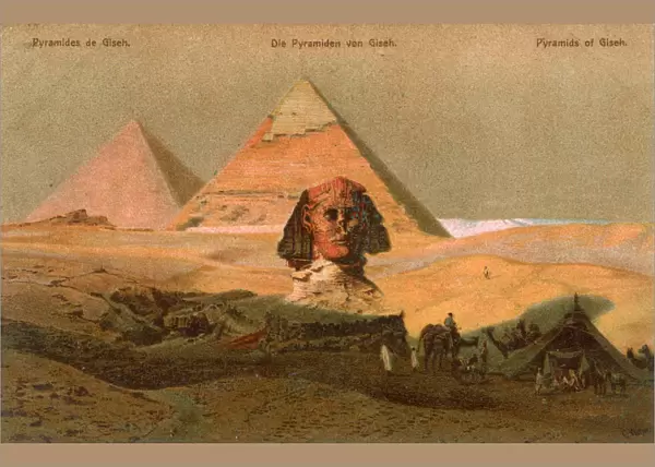 Sphinx and Pyramids at Giza, Cairo, Egypt