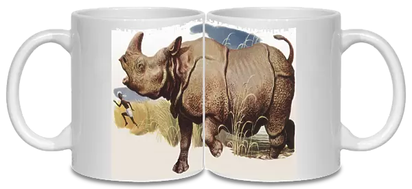 Rhino Chasing Native Date: 1950