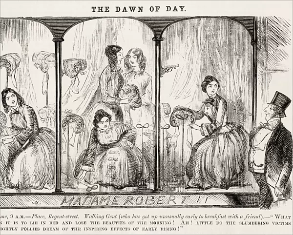 Ladies dress a window at Madame Roberts store Date: 1853