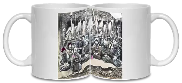 Group of Ainu, Hokkaido Japan circa 1880s. Date: circa 1880s