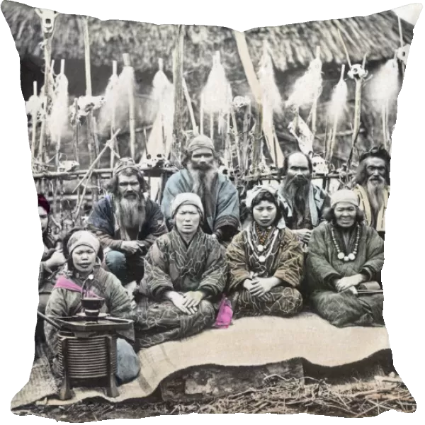Group of Ainu, Hokkaido Japan circa 1880s. Date: circa 1880s
