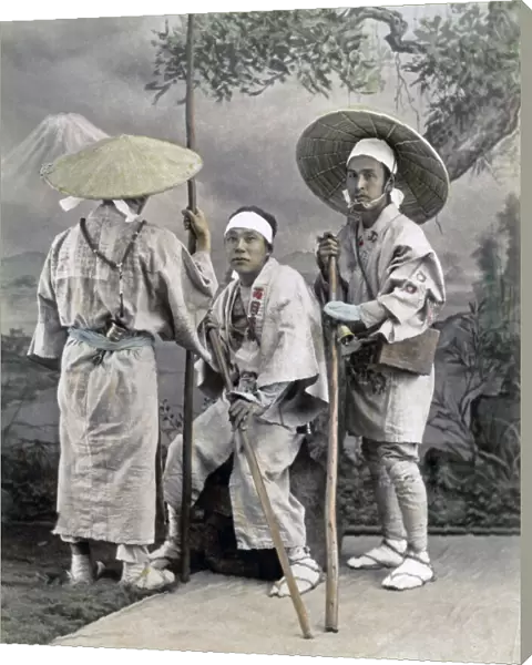 Pilgrims to Mount Fuiji, japan 1880s. Date: 1880s