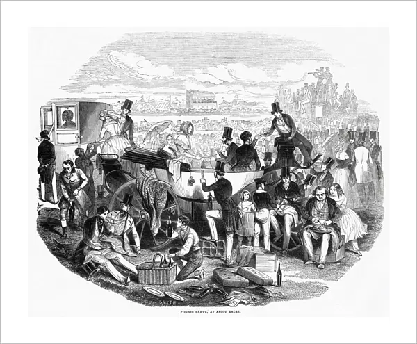 Provident racegoers enjoy a picnic between races at the Ascot meeting Date: 1844