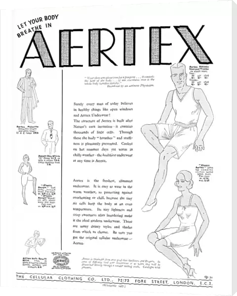 Advert for Aertex men and womens underwear 1933