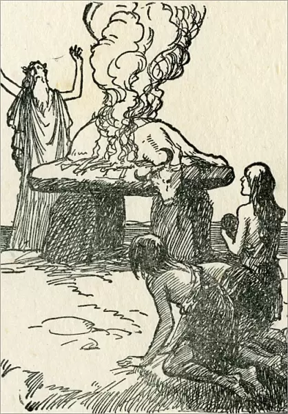 A Druid in Ancient Britain sacrificing an Ox