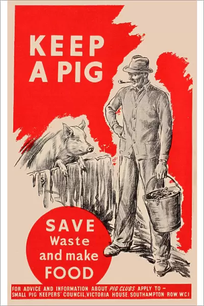 Poster, Keep a Pig, save waste and make food, WW2