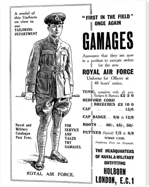 Gamages Royal Air Force uniform advertisement