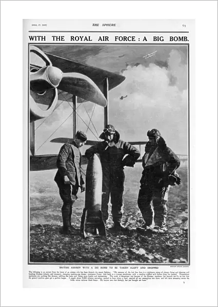 British Airmen with a big bomb, 1918
