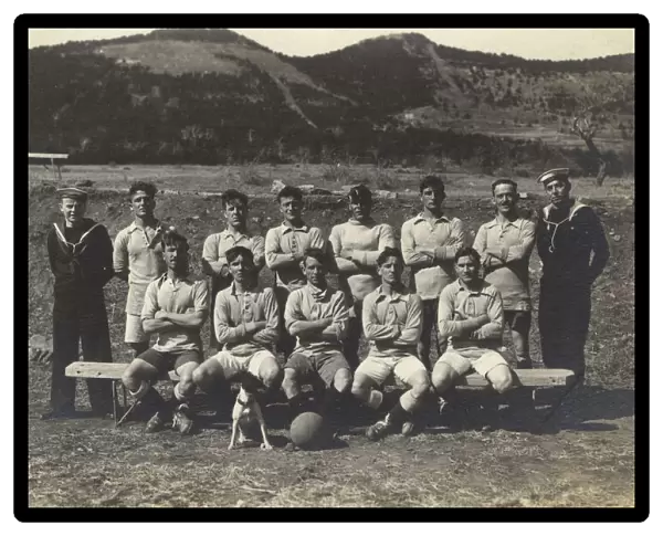 Football team photo, crew of HMS Diomede