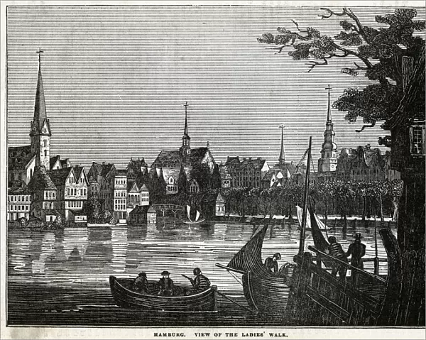 Hamburg, view of the ladies walk. Date: 1835