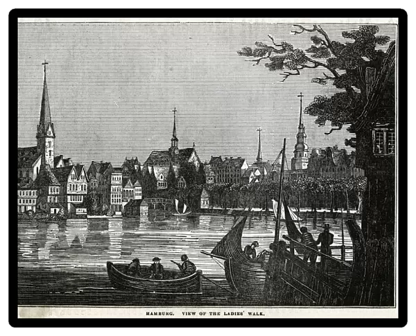 Hamburg, view of the ladies walk. Date: 1835