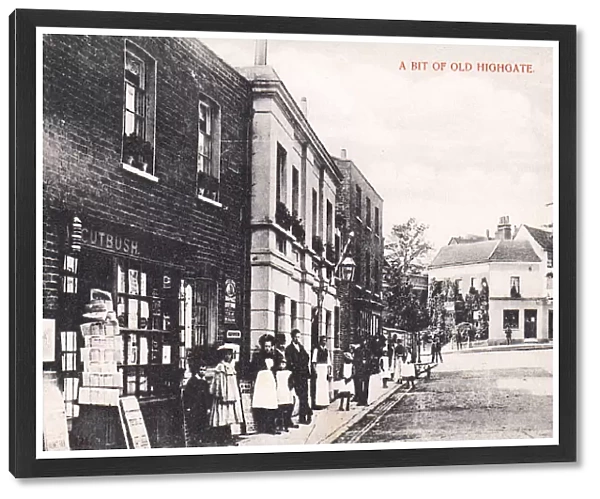 People and shops in Old Highgate, North London