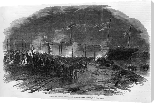 The torchlight launch of the iron-screw steamer Azoff in