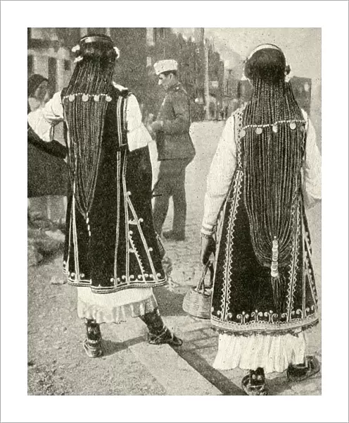 Two young women in traditional dress, Bulgaria