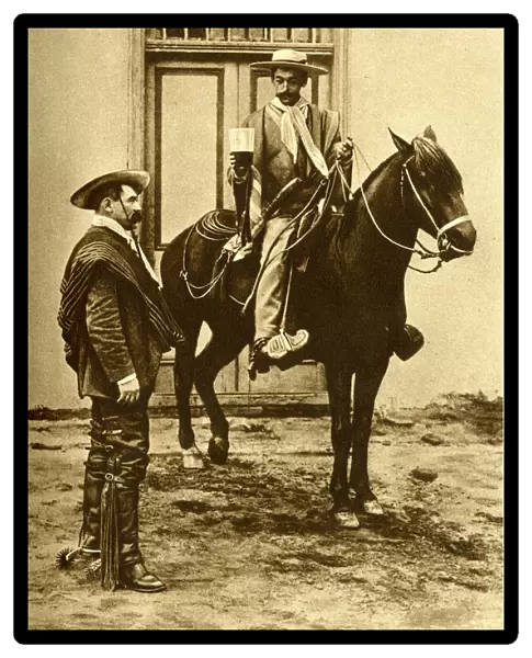 Two men and a horse, Chile, South America