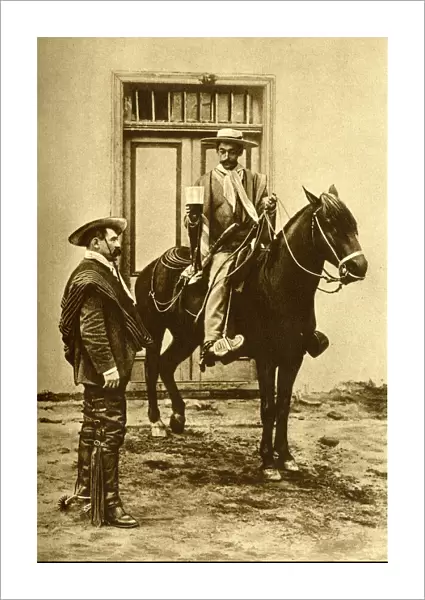 Two men and a horse, Chile, South America