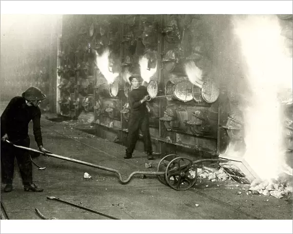 Women workers raking out white hot coke, Vauxhall