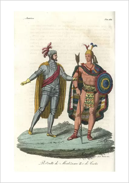Portrait of Moctezuma II and Hernan Cortes