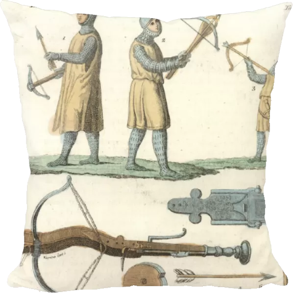 Medieval archers with crossbow and arrows