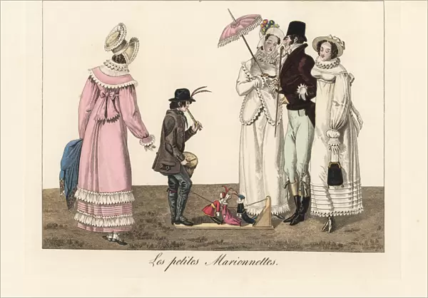 Savoyard puppeteer performing with fife and drum