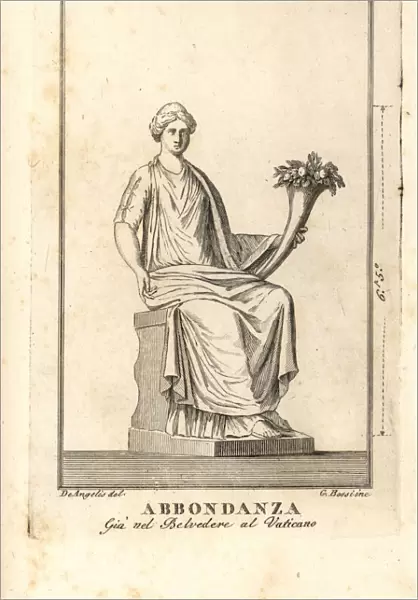 Statue of Roman goddess Abundantia with horn of plenty