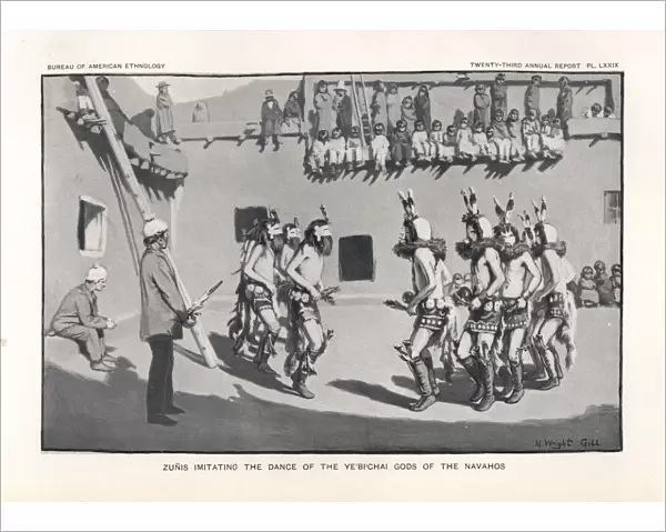 Zuni men imitating the Dance of the Ye bi chai