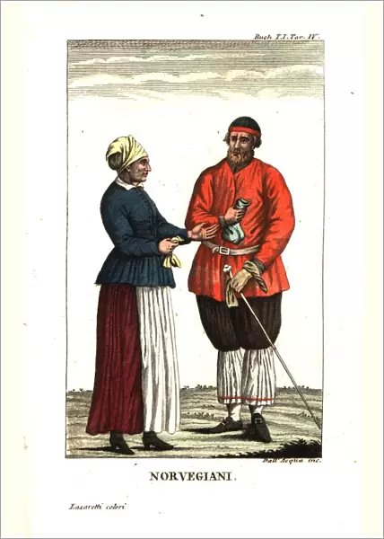 Man and woman of Norway in traditional costume