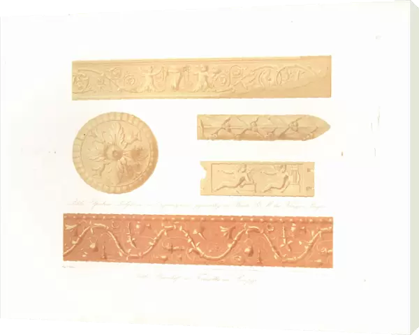 Antique ivory carvings and terracotta bas-relief