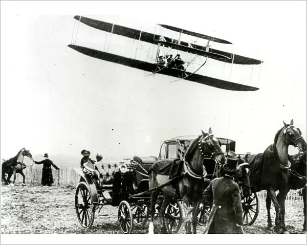 Wright Brothers, American aviation pioneers, in action
