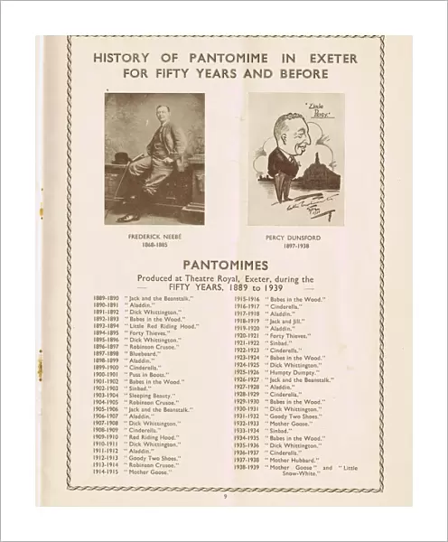 Advert - history of Pantomime at the Theatre Royal, Exeter