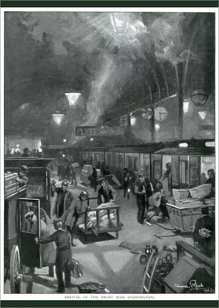 Paddington Station, arrival of the night Mail 1902