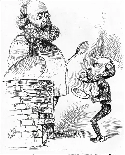 Cartoon, Mr Parnell, like Oliver Twist, asks for more