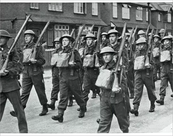 British soldiers marching in Britain, September 1939