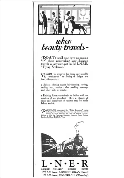 Advert for L. N. E. R - When Beauty Travels 1928