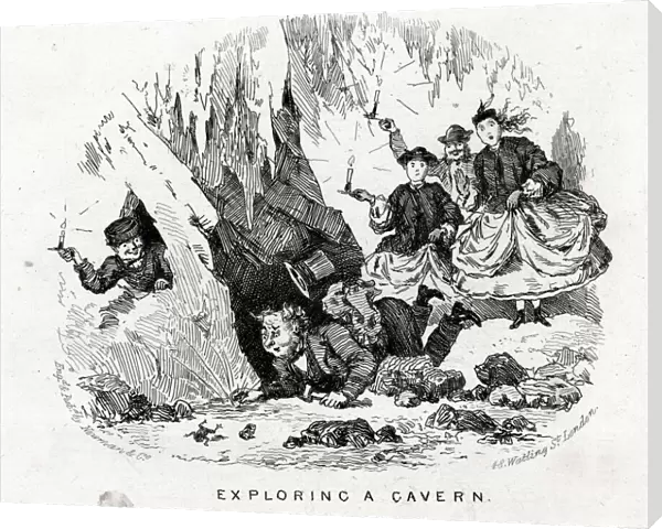 Exploring a cavern, comical Victorian pastime