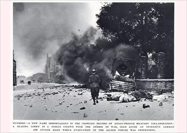 Street scene during the evacuation of Dunkirk, WW2