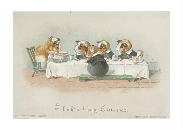 Victorian Greeting Card - Dining Guinea-Pigs
